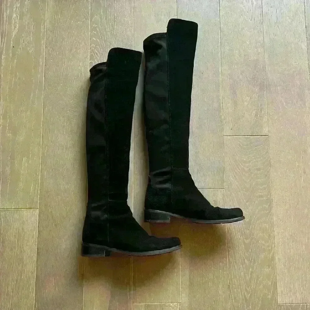 Blonde Velma Waterproof Suede Over-the-Knee Boots - Picture 6 of 12